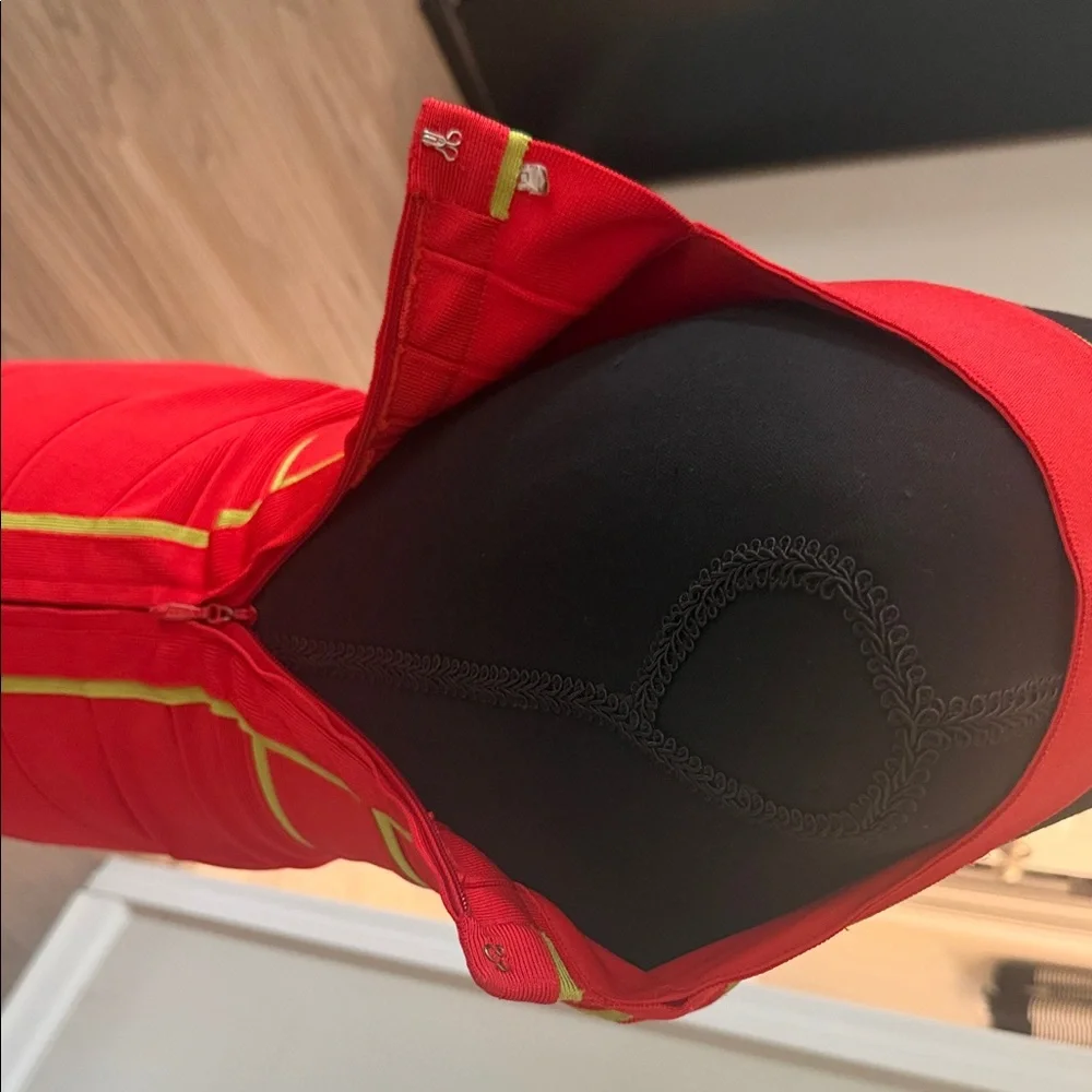 Herve Leger AUTHENTIC Red and NEON Yellow Bandage Dress - Picture 6 of 10